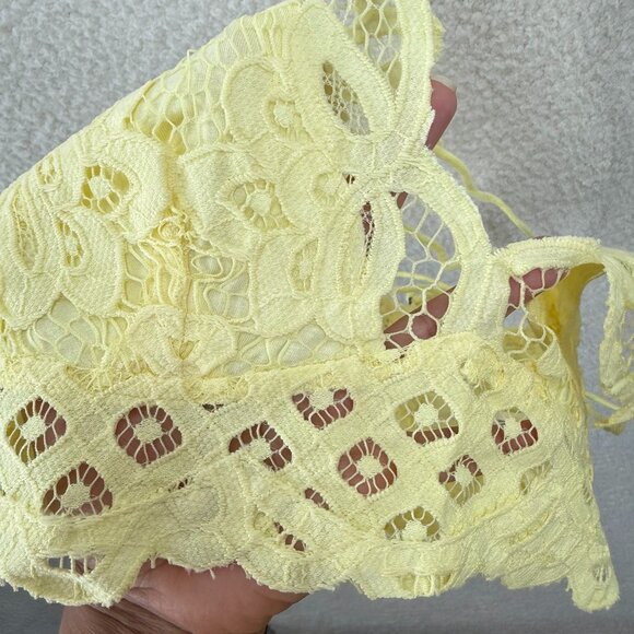 free people adella bralette boho strappy lace crop top yellow - Picture 7 of 10